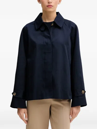 Benetton Button-cuff Raglan-sleeve Coat In Blue