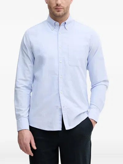 Benetton Button-down Chest-pocket Shirt In 蓝色