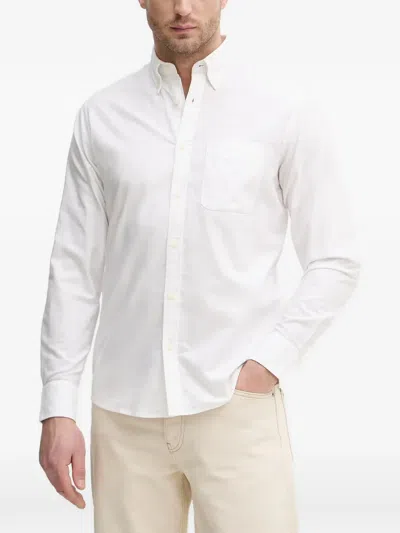 Benetton Button-down Chest-pocket Shirt In 白色