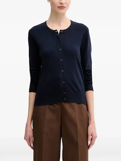 Benetton Button-down Knitted Cotton Cardigan In 블루