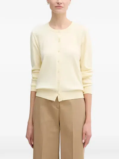 Benetton Buttoned Cardigan In Yellow