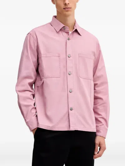 Benetton Buttoned Chest-pockets Shirt In Pink