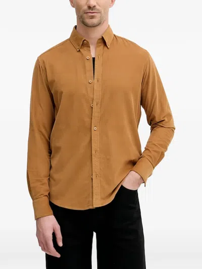 Benetton Buttoned Corduroy Shirt In Brown