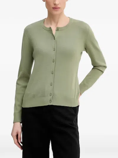 Benetton Buttoned Knit Cardigan In Green