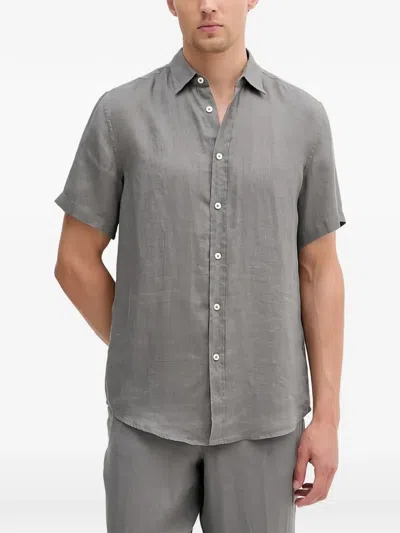 Benetton Buttoned Short-sleeve Shirt In Gray