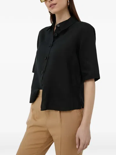 Benetton Buttoned Short-sleeved Shirt In Black
