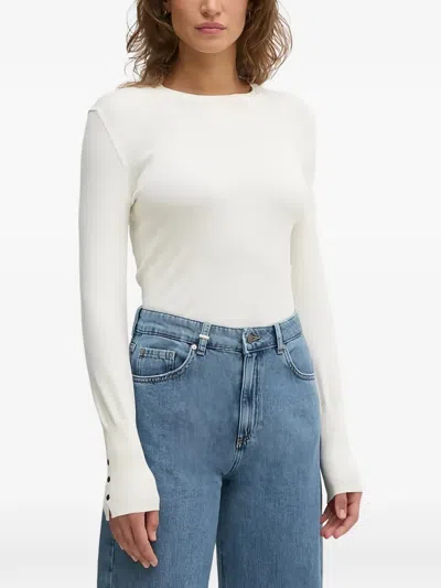 Benetton Button-embellished Sweater In Neutral