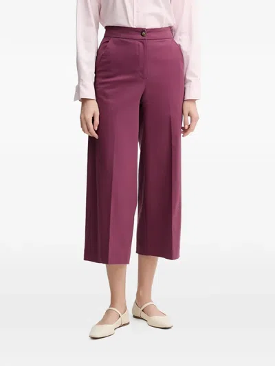 Benetton Button-fastening Cropped Trousers In Burgundy