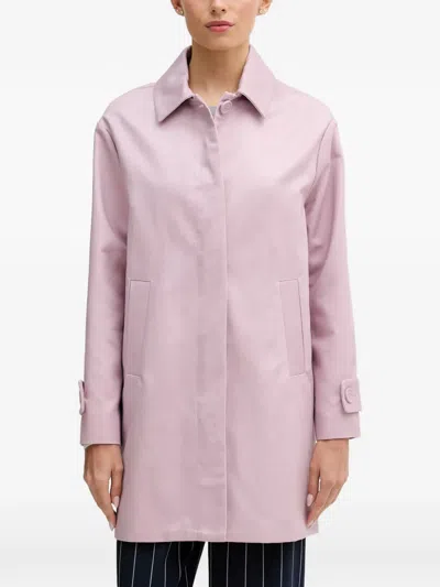 Benetton Button-fastening Twill Duster Coat In Pink
