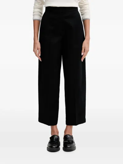 Benetton Button-flap Wide-leg Trousers In Black