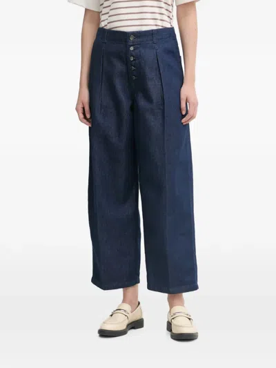 Benetton Button-front Wide-leg Jeans In Blue