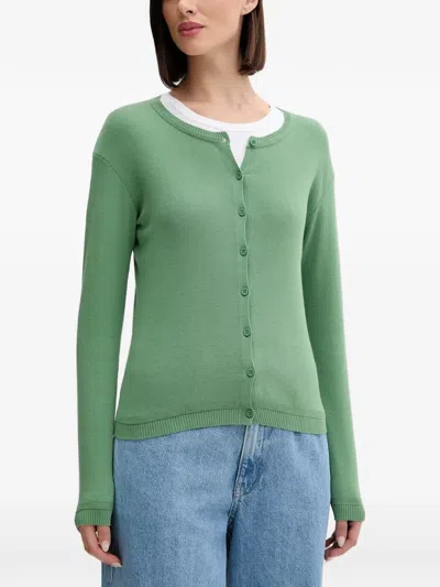 Benetton Button-up Cardigan In Green