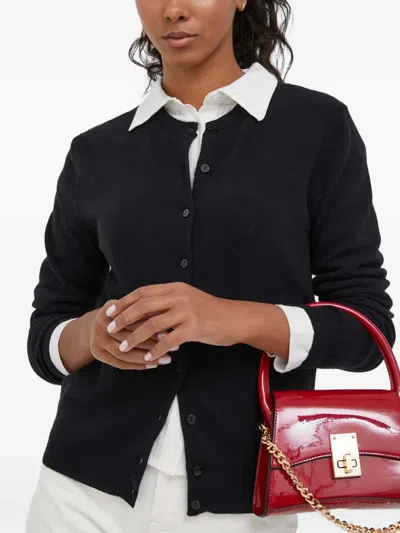Benetton Button-up Knitted Cardigan In Black