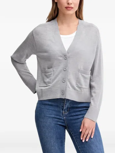 Benetton Button-up Patch-pocket Cardigan In Gray