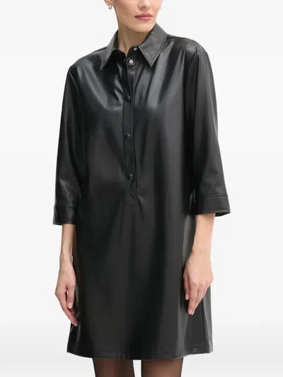 Benetton Button-up Shirt Mini Dress In Black