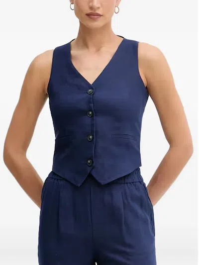 Benetton Button-up Waistcoat In Blue