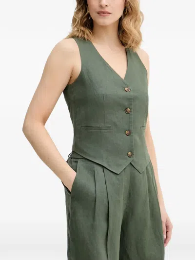 Benetton Button-up Waistcoat In Green