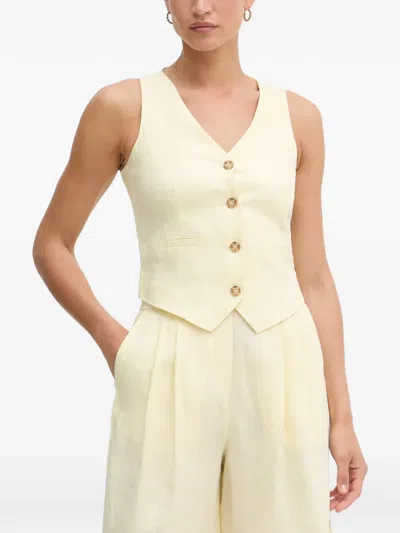 Benetton Button-up Waistcoat In Yellow