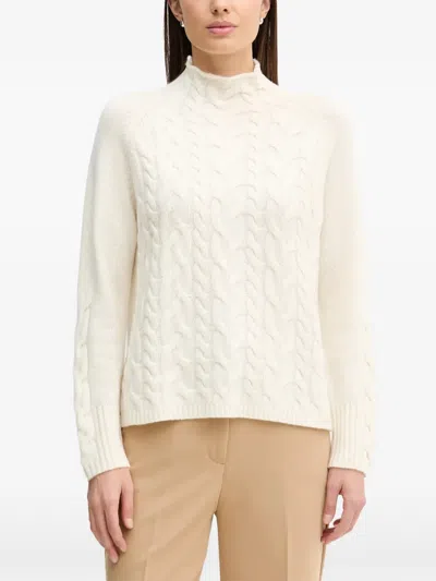 Benetton Cable-knit Roll-neck Sweater In Neutral