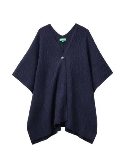 Benetton Cable-knit Button-up Cardigan In Blue