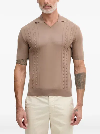 Benetton Cable-knit Polo Shirt In Neutral