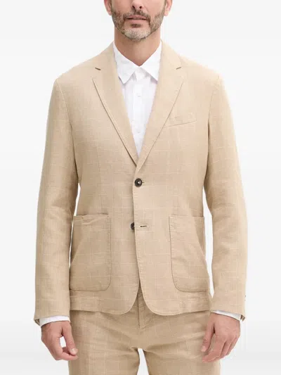 Benetton Check Button Suit Jacket In Neutral