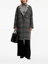 Benetton Check Collared Coat In Gray