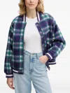 Benetton Checked Zip Jacket In Blue