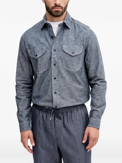 Benetton Chest-pockets Buttoned Shirt In Blue