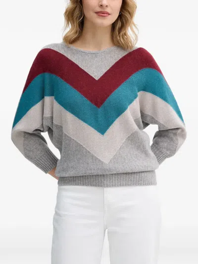 Benetton Chevron-knit Sweater In Multi