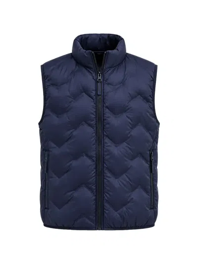 Benetton Chevron-quilted Gilet In Blue