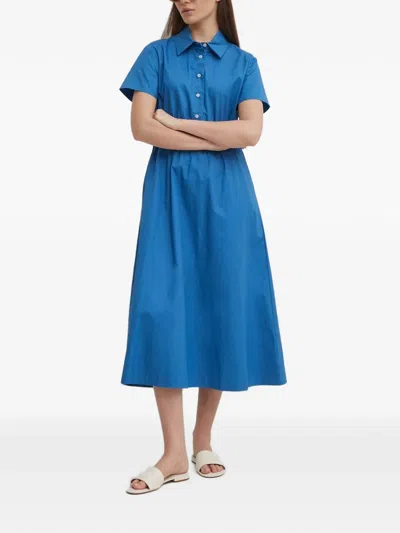 Benetton Collared Midi Dress In Blue