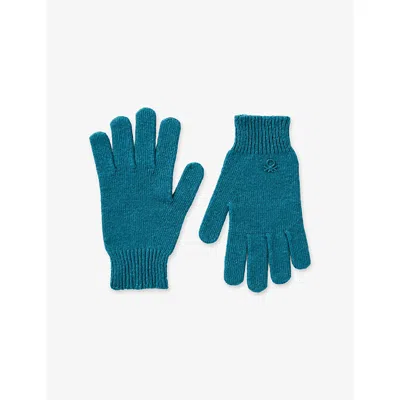 Benetton Kids' Colonial Blue Logo-plaque Wool Blend Glov