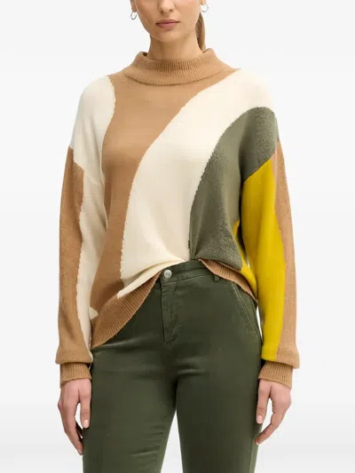 Benetton Colour-block Boxy-fit Sweater In Neutral