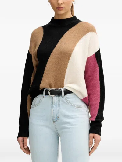 Benetton Colour-block Intarsia-knit Sweater In Multi