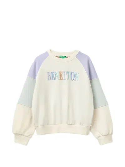Benetton Kids' Colour-block Raglan-sleeve Sweater In Multi