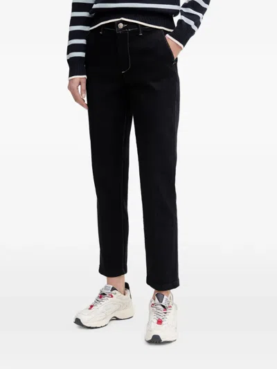 Benetton Contrast-stitch Straight-leg Jeans In Black