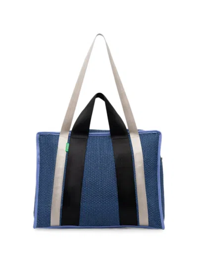 Benetton Contrast-strap Tote Bag In Blue