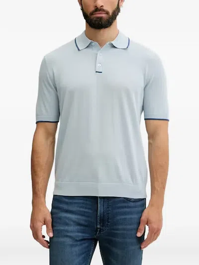 Benetton Contrast-trim Knitted Polo Shirt In Blue