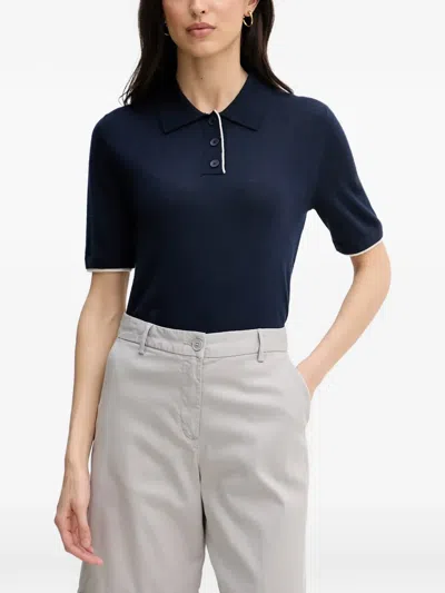 Benetton Contrast-trim Polo Shirt In Blue