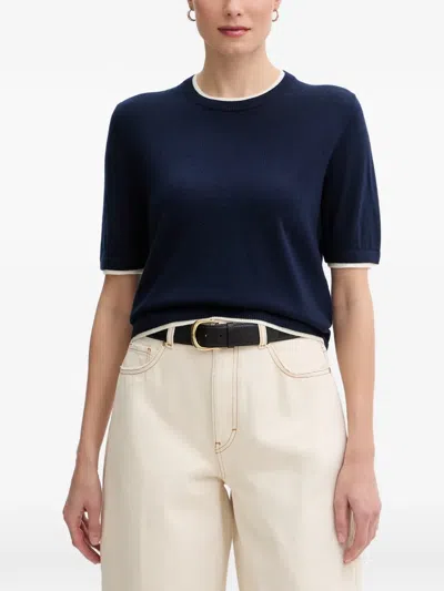 Benetton Contrast-trim Short-sleeve Sweater In Multi