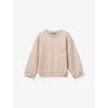 Benetton Coral Crewneck Heart-patch Cotton Sweatshirt 18 Months-5 In Neutral