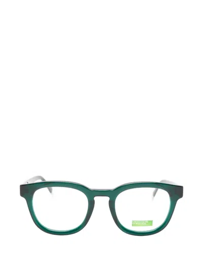 Benetton Coral Round-frame Glasses In Green