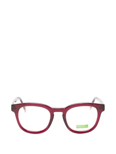 Benetton Coral Round-frame Glasses In Red
