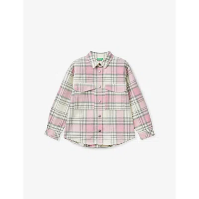 Benetton Kids' Multicolor Cord Check Oversized Cotton Shirt 6-14 Y