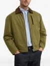 Benetton Corduroy-collar Zip Jacket In Green