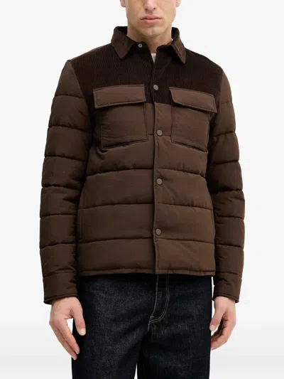 Benetton Corduroy Panelled Jacket In Brown