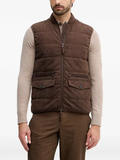 Benetton Corduroy Zip-up Jacket In Brown