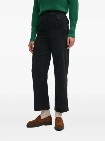 Benetton Corduroy-textured Trousers In Black