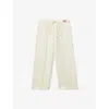 Benetton Kids' Cream Logo-tag Wide-leg Cotton Trousers 18 Months-5 Year In White